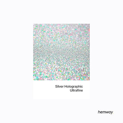 Hemway Polyurethane & Epoxy Glitter Metallic Crystal Flake Additive for Flooring, Jewellery Making, Tumblers and Resin 100g / 3.5oz - Ultrafine (1/128" 0.008" 0.2mm) - Silver Holographic
