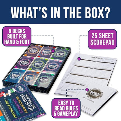 Hand & Foot Remastered 8 Player Edition – Card Game for Adults & Families