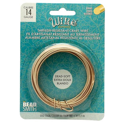 The Beadsmith Wire Elements Craft Wire – Tarnish Resistant, Soft Temper, Round, Rose Gold Color – 1.6mm, 14 Gauge, 10 Foot Spool – Jewelry Making, Wire Wrapping, Floral, & Other DIY Crafts