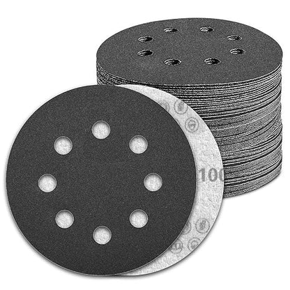 100 Pcs 5 inch Wet Dry Sanding Discs Grit 1000 Hook and Loop 8 Hole Silicon Carbide Orbital Sander Sandpaper