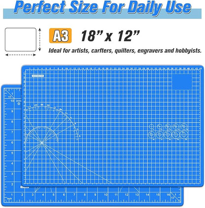 DIYSELF Cutting Mat: 12in18in, Self Healing, Double-Sided, Rotating - Ideal for Crafts, Sewing, Quilting
