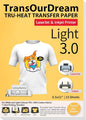 TransOurDream Tru-Heat Transfer Paper for T Shirts (Light 3.0, 15 Sheets, 8.5x11") Printable HTV Heat Transfer Vinyl for Inkjet & Laser Printer Iron on Transfers for Light Fabrics (TRANS-L3-15-3)