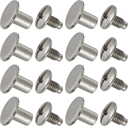 YORANYO 150 Sets 8MM Chicago Screws Leather Rivets for Fabric Chicago Binding Screws Buttons Metal Studs Rivets for Decorate and Repair Belts Bags Shoes Purse Dog Collar Leather Craft (Silver)