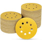 100PCS 5 Inch 8 Hole Sanding Discs 320 Grit,Gold Round Hook and Loop Sandpaper for Random Orbital Sander