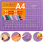 Density-upgraded 9"x12" Self Healing Cutting Mat, Idemeet Rotary Sewing Mat for Crafts, 5-Ply Blade Table Protector Cut Board for Fabric Leather Cutting Quilting Modeling Hobby Project, A4, Purple