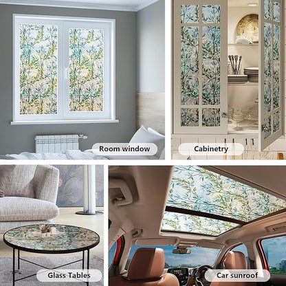Finnez Window Privacy Film 3D Static Cling Window Film, No Glue Heat Control & 96% UV Blocking for Home Office, Decorative Frosted Glass Cover 11.8 Inch x 13.1 Feet