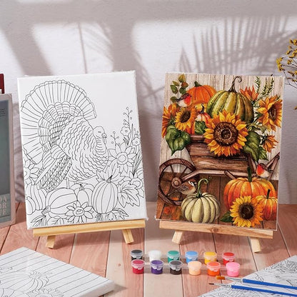 Zhanmai 12 Pack Pre Drawn Canvas for Painting Sip and Paint Kit 8" x 10" Paint Party Set Canvas Painting Pre Printed Canvases for Party Favor DIY Virtual Adult's Date Night(Fall Thanksgiving)