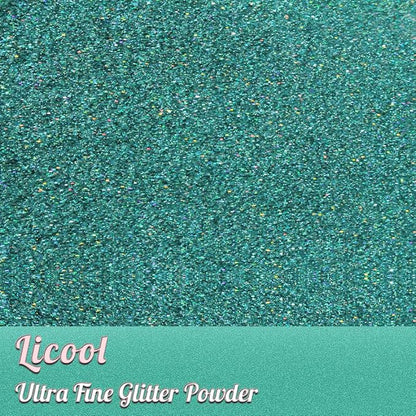 Holographic Fine Glitter, 100g Craft Glitter for Epoxy Resin, Iridescent Sequins, Loose Glitter for Face Body Hair Eye, Makeup Cosmetic Glitter for Nails Festival Decoration (Laser Greenish Blue)