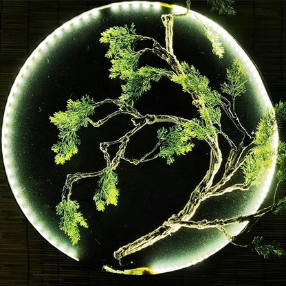 39.3in Bendable Artificial Pine Tree Bark Branches Trunk Fake Wood Root Twigs Plants Vines Garland With Green Leaf For Wall Hanging Reptile Outdoor Home Room Jungle Halloween X'mas Decoration