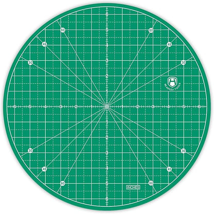 Headley Tools 13"x13" Round Rotating Cutting Mat, Self Healing Mat with 360-Degree Rotation & Anti-Slip Base, Sewing Board Cutting Mat Perfect for Fabric Quilting Leather Hobby Project, Green