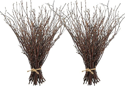 Uieke 100PCS Natural Dried Birch Twigs - 17 Inch Dried Plants Decorative Branches for DIY Crafts, Sticks for Vases Wedding Arrangements Home Wreath Decor