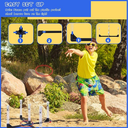 YEEA LED Ring Toss Game for Kids, Adults | Glow in The Dark LED Outdoor Yard Games | Perfect for Camping, Beach, and Backyard Family Gatherings
