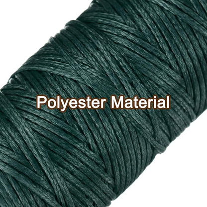 uxcell Leather Sewing Waxed Thread, 55 Yards / 50m 0.8mm 150D Flat Polyester All-Purpose Threads for Leather Crafts, Bookbinding, Dark Green