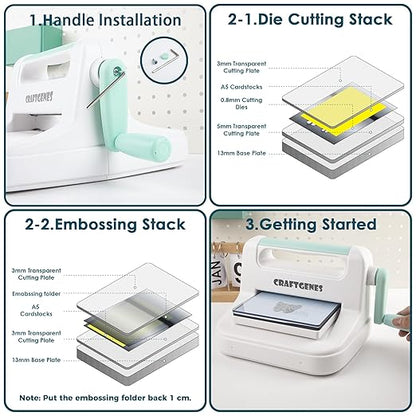 Manual Die Cutting Machine, Embossing Machine 6'' Opening Size for Cardmaking, Scrapbooking, and DIY Crafts – Complete Set with A5 Die Cuts, Embossing Folders, Plates, Clear Stamps