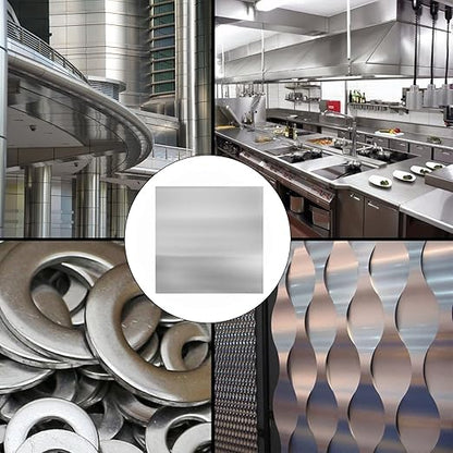2Pcs 304 Stainless Steel Sheets Metal 6" x 6" x 1/32" Inch 304 Stainless Steel Plates 20 Gauge(0.8MM) Stainless Steel Shim Stock Plates Metal Sheets for Crafting, Stovetop, Snow Frosted Surface