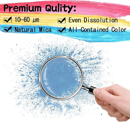 Mica Powder - 60g Mica Powder for Epoxy Resin - Pearl Pigment Powder Dye for Resin/Eye Shadow/Soap Making/Nails/Bath Bombs etc. (Light Blue)