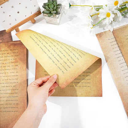 48 Sheets Vintage A4 Double-Sided Printing Paper for Journals Scrapbooking - 100GSM Antique Parchment Aged Paper, Compatible with Inkjet & Laser Printers, Perfect for Crafting, Letters & Art Projects