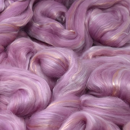 Merino Silk Luxe Tonal Designer Blend. Superfine Merino, Mulberry Silk, Tussah Silk. Top Roving for Spinning or Felting. Pastel Passion 1oz