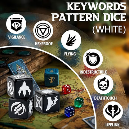 48 Pieces Abilities Keywords Counter Dice MTG Dice 1/+1 Counters Bulk Creature Stats Buff Tokens Dice Set for Magic The Gathering, MTG, TCG, Card Games Accessories (Multicolor)