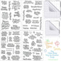 4 Sheets Sentiments Rubber Clear Stamps Set for Card Making and DIY Scrapbooking Journaling 2 Acrylic Stamp Blocks with Grid Lines for Birthday Wedding Wife Husband Anniversary Special Occasion Cards