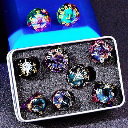 Black Eye of Mystery Liquid Core DND Dice Set – Unique Resin Dice Set for Dungeons & Dragons – Third Eye Dice Set for D&D Gifts