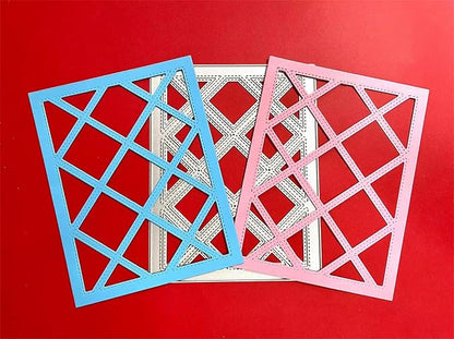Mvchifay Cutting Dies for Card Making Metal Die-Cuts Scrapbooking Tool Hollow Frame DIY Craft Punch Template Embossing for Paper Album Decor (Diamond Frame-14.3x11.1cm)