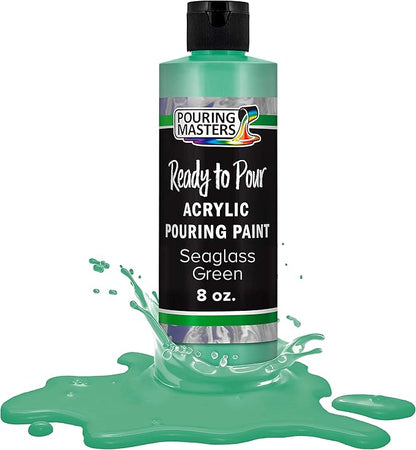 POURING MASTERS Seaglass Green Acrylic Ready to Pour Pouring Paint - Premium 8-Ounce Pre-Mixed Water-Based - for Canvas, Wood, Paper, Crafts, Tile, Rocks and More
