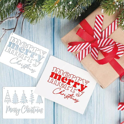16pcs Merry Christmas Stencils for Card Making Reusable Drawing Believe Christmas Stencils for Painting on Wood Signs, Crafts, Wall Decorations
