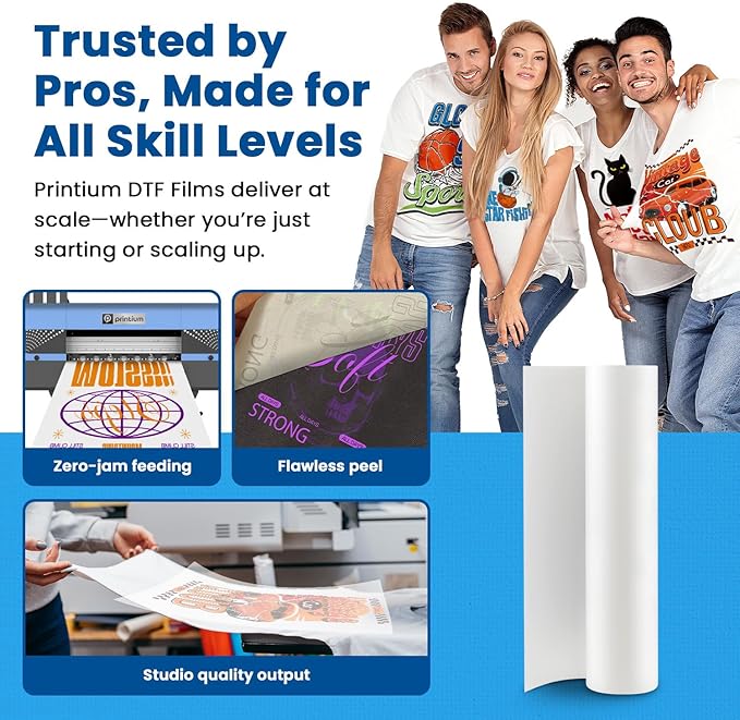 DTF Transfer Film Roll 23.6in x 328ft (Pack of 2) – Hot & Cold Peel – Double Matte Anti-Static Coating – Premium Heat Transfer Film for Vibrant Colors & Durable Prints – Works with All DTF Printers
