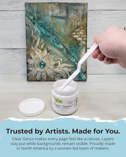 The Crafter's Workshop Clear Gesso Primer for Acrylic Painting & Mixed Media Art - Boutique Quality, 8 oz Jar