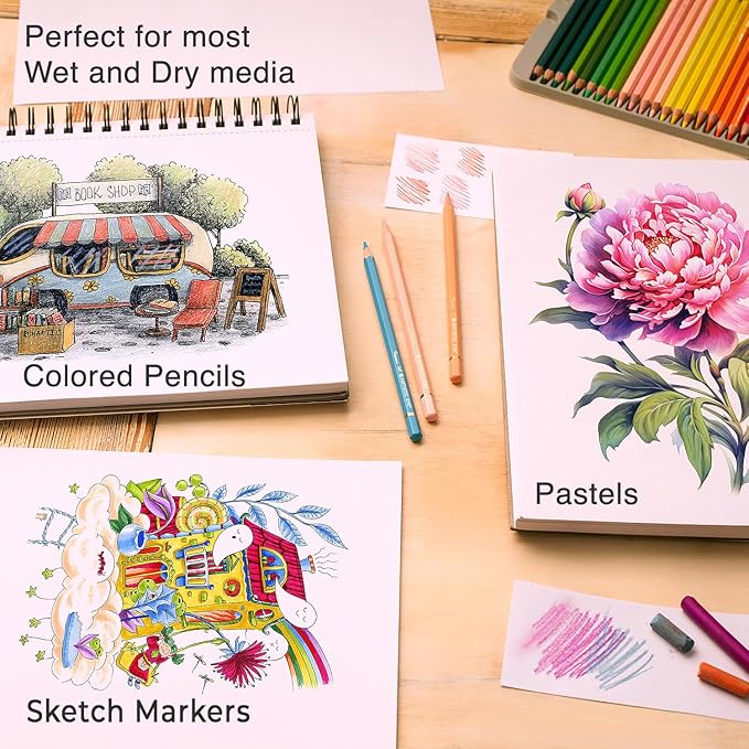 ARTISTIC EYE 9x12 Premium Mixed Media Sketchbooks: Pack of 2 (120 Sheets), 160 GSM, Spiral Bound Sketch Pads, Suitable for a Variety of Wet and Dry Media, Ideal for All Artists