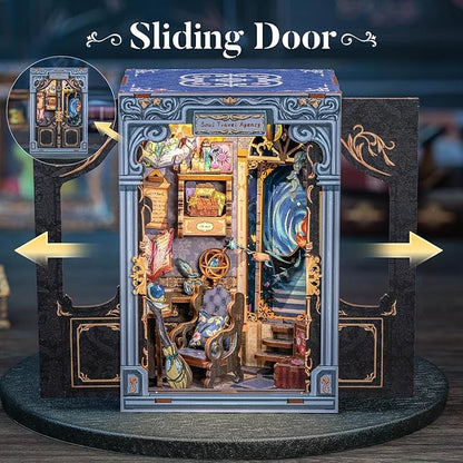 CUTEBEE Book Nook Kit - DIY Miniature House Dollhouse Kit for Adults and Teens, Booknook Tiny House Bookshelf Decor 3D Wooden Puzzle, Gifts for Family Friends (Soul Travel Agency)
