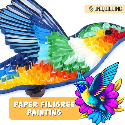 Uniquilling Quilling Kit for Adults - Hummingbird Paper Quilling Kit with Tools & Manual, DIY Craft Kit, 8 x 1 x 0.7 inches, Not Foldable