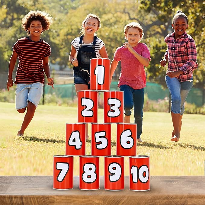 JOYIN 13 Pcs Carnival Party Bean Bag Toss Game, Sturdy Knockdown Can, Birthday Easter Party, Family, Best Outdoor and Indoor Games, Easter Egg Hunt for Classroom Gifts (Number Style)