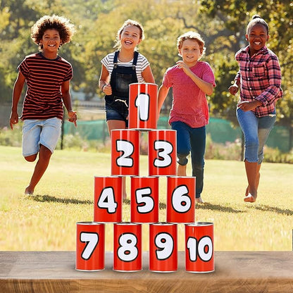 JOYIN 13 Pcs Carnival Party Bean Bag Toss Game, Sturdy Knockdown Can, Birthday Easter Party, Family, Best Outdoor and Indoor Games, Easter Egg Hunt for Classroom Gifts (Number Style)