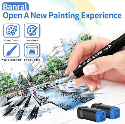 Banral 120 Colors Alcohol Markers, Premium Dual Tip Alcohol Based Art Markers Set for Adult Kids Coloring Drawing Sketching Permanent Brush Markers, Sketch Artists Markers Pens with Carry Case