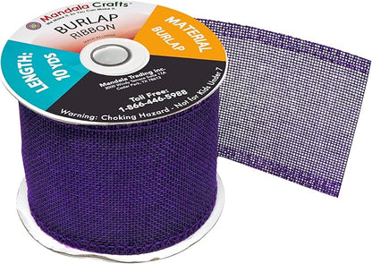 Mandala Crafts Purple Burlap Ribbon 3 Inches Wide Jute Ribbons for Crafts - 20 Yds Roll Rustic Burlap Wrap Trim Ribbons for Wreaths Bows Wedding Party Decoration