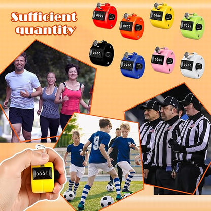 24 Pcs Hand Tally Counter 4 Digit Mechanical Finger Counter Clickers Resettable Handheld Palm Number Click for Lap Coaching Knitting Fishing Golf and Row