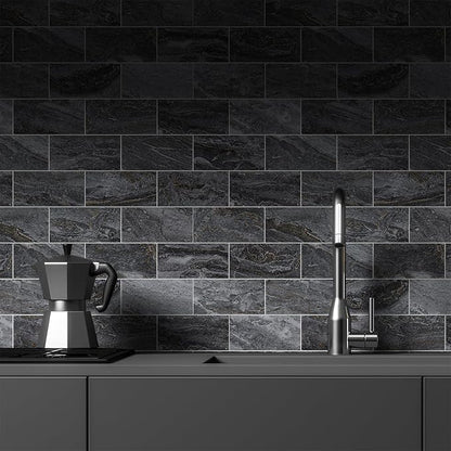 4 Pieces Peel and Stick Backsplash for Kitchen, 3" x 6" PVC Subway Tile 2025 Upgraded Gray-Gold Stone Backsplash Stick on Tile Elevate Kitchen Fireplace RV