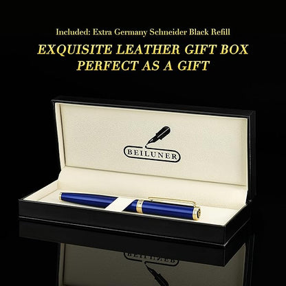 BEILUNER Luxury Rollerball Pen,24K Gold Trim,Noble and Elegant Designs,Schneider Ink Refill, Best Roller Ball Pen Gift Set for Men & Women, Professional, Executive Office, Nice Pens