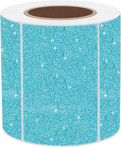 3x2 Inch Holographic Thermal Labels, Glitter Blue Thermal Sticker Labels, Waterproof Thermal Printer Stickers for Price, Barcode, Name, Custom Logo Design, 200 Pcs/Roll