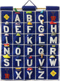 Pockets of Learning ABC Felt Wall Hanging Chart - Early Education Alphabet Fabric Wall Décor for Children's Room | Engaging Educational Learning Art for Kids with Fabric Objects in Pocket (Blue)