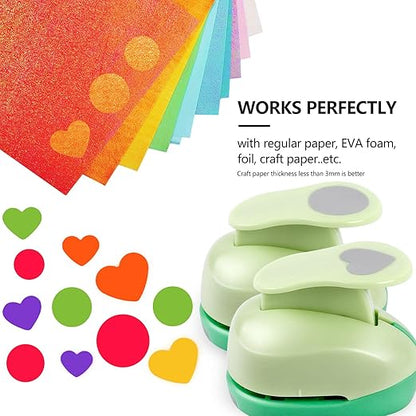 UCEC Circle Hole Punch, Paper Punches for Crafting, 3/8+5/8+1 Inch Circle Punches, Heart Hole Punch, Shape Puncher Cutter for Paper Crafts Scrapbooking, 6Pcs