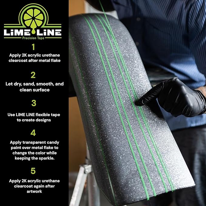 LiME LiNE Sprayable Metal Flake Paint Additive: Solvent Resistant Glitter for Automotive Custom Painting (Gold)