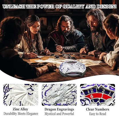 DND Dice Set Roulette: Fidget D4 D6 D8 D10 D10% D12 D20 All in One Metal D&D Spinner Dice - Cool Role Playing Dice Gifts for Dungeons and Dragons TRPG MTG Games Lover Players (Silver)