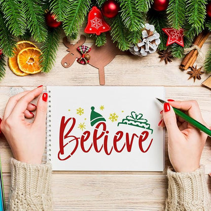Christmas Stencils for Crafts Reusable 6” Christmas Stencil Xmas Holiday Stencils for Painting on Wood Fabrics Decor