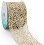 CT CRAFT LLC Sparkling Glitter Mesh Wired Ribbon 2.5" x 10 Yards Champagne Gold for Christmas Home Decor Bow Gift Wrapping DIY Crafts Wreath