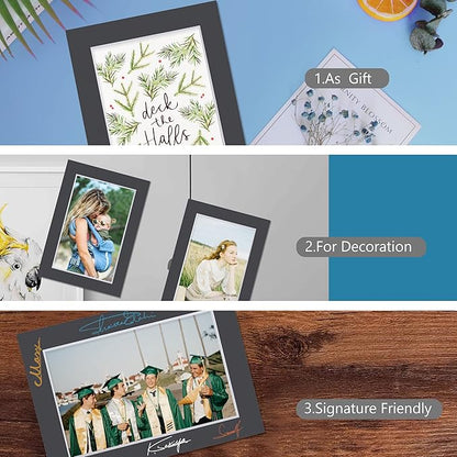 10 Pack Pre-Cut 11 x 14 Black Picture Mats for 8.5x11 Photos - White Core Bevel Cut Frame Matte, Acid Free, Ideal for Frames/Artwork/Prints