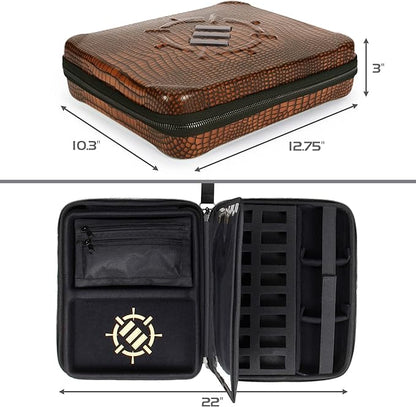 ENHANCE RPG Organizer Case - DnD Binder with Built-in Character Sheet Holder and Erasable Scribe Panel, Dice Rolling Area, Removable Pen Pouch, Miniature Foam Tray, Wrist Strap