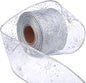 2.5 Inch Wide Christmas Wired Ribbon Snowflake Organza Sheer Glitter Ribbon for Xmas Tree, Wreath, Party Decoration, Gift Wrapping (Silver, 65.7 Foot (Pack of 1))